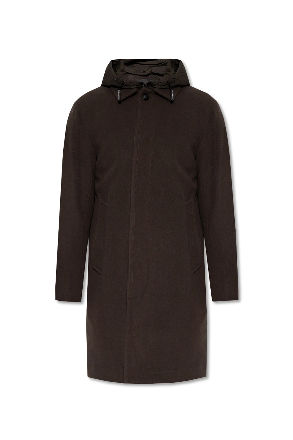 Coat with detachable hood