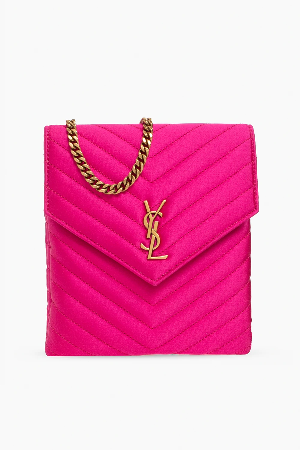 Satin shoulder bag with logo