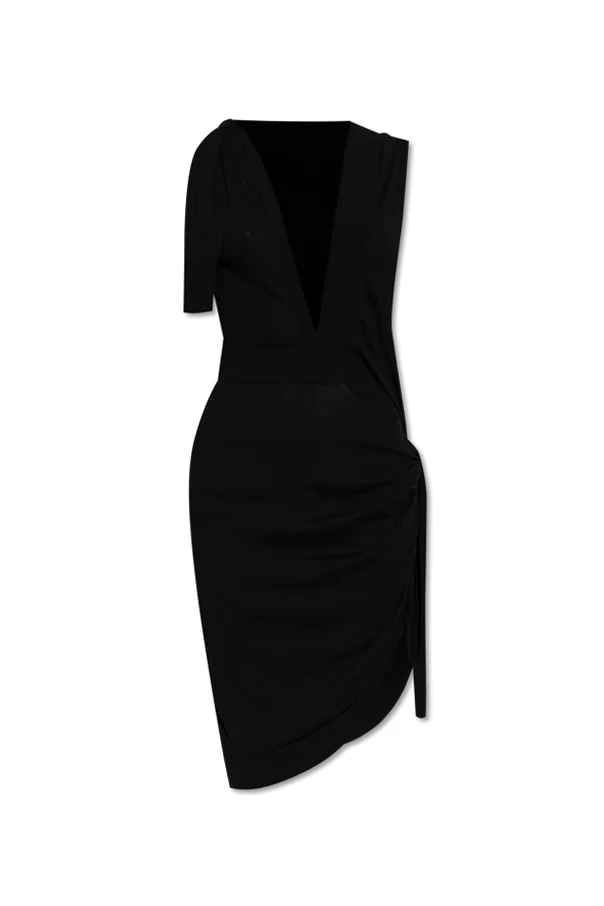 SCHWARZ Kleid mit dekorativen Bindebändern