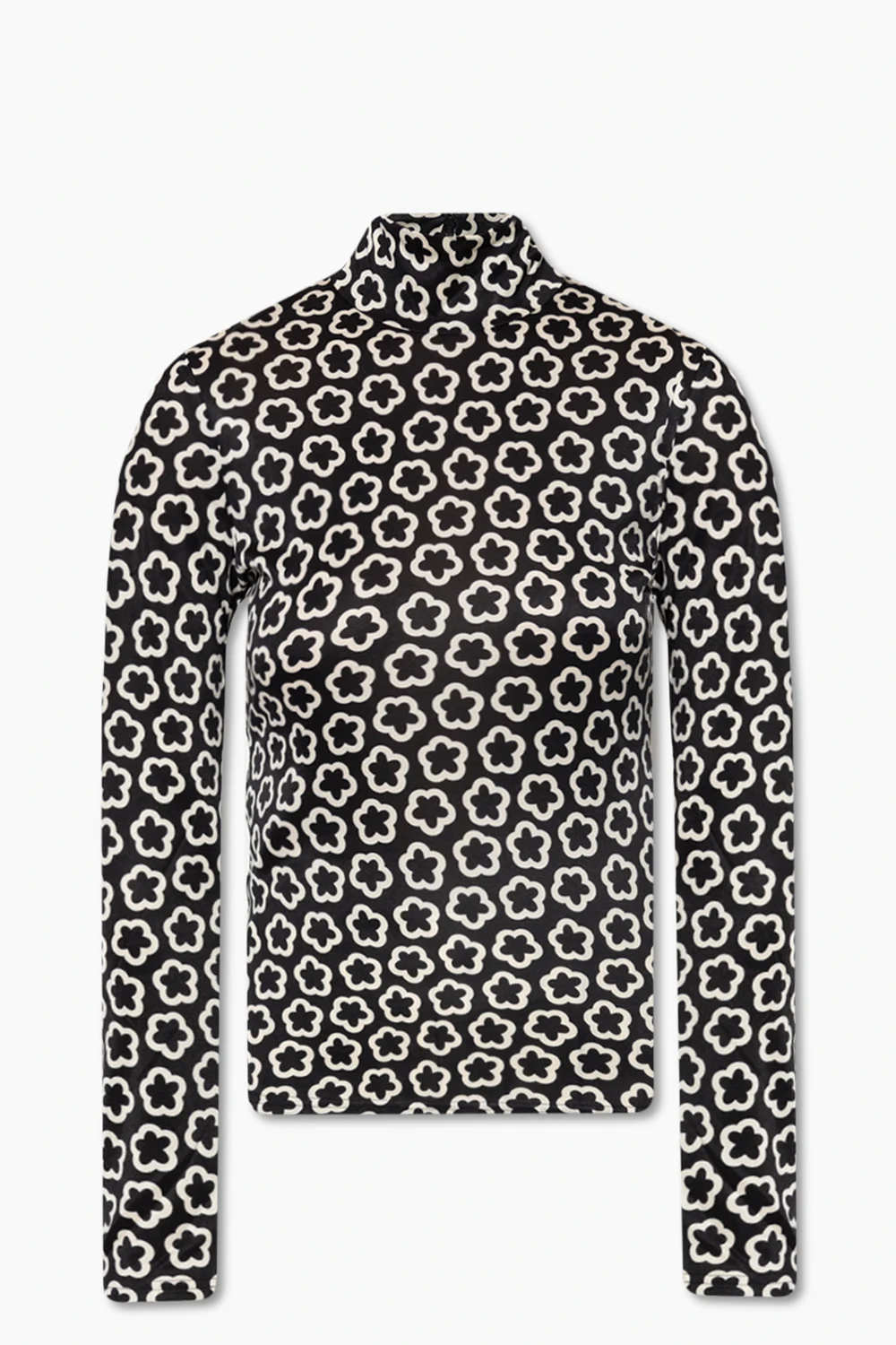 BLACK Top with floral motif