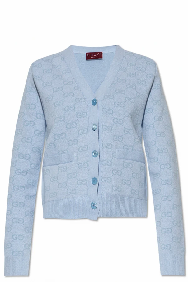 NIEBIESKI Kardigan ze wzorem GG