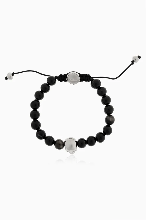BLACK Adjustable bracelet with stones