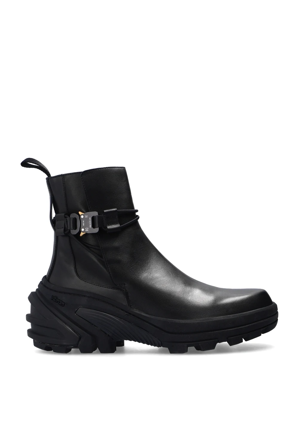 BLACK Ankle boots with roller coaster buckle