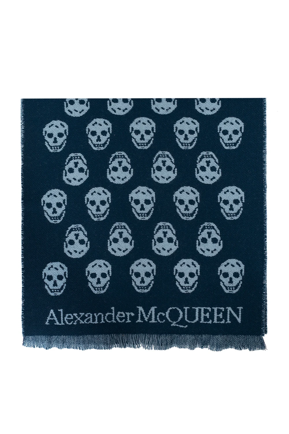 NAVY BLUE Wool scarf with logo