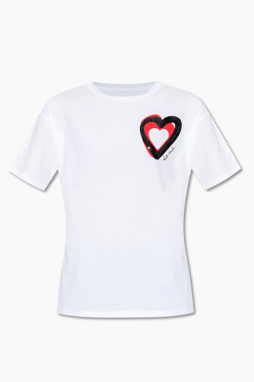 WHITE T-shirt with sequinned appliqué