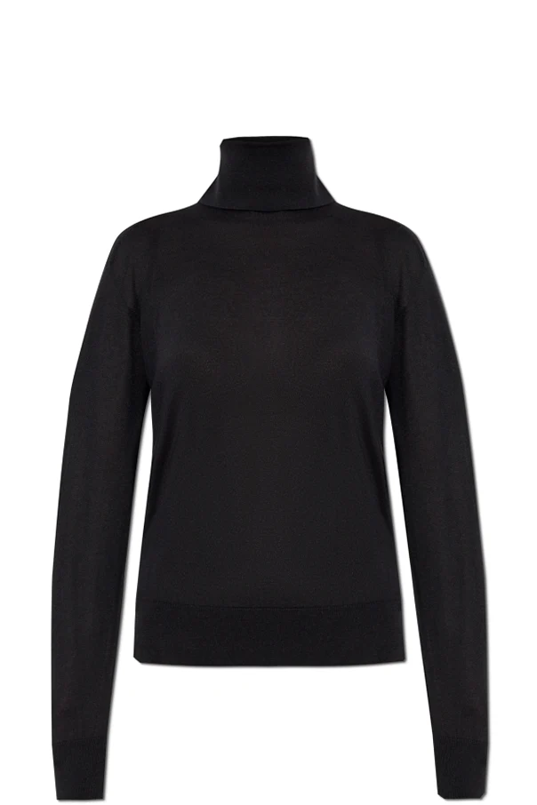 SCHWARZ Rollkragenpullover mit Wollabschluss