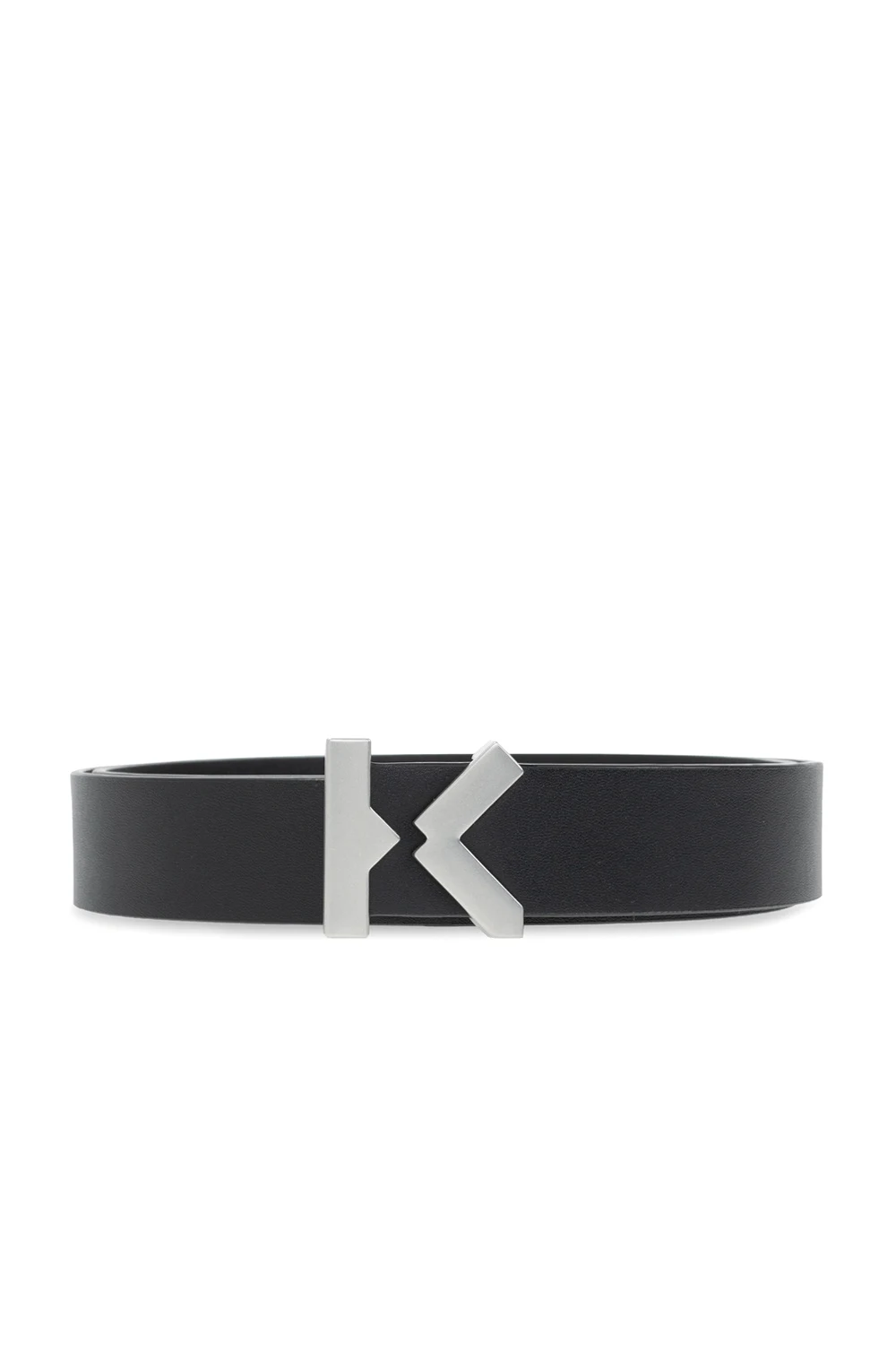 Leather belt with logo