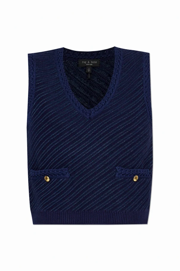 GRANATOWY Kamizelka z kieszeniami