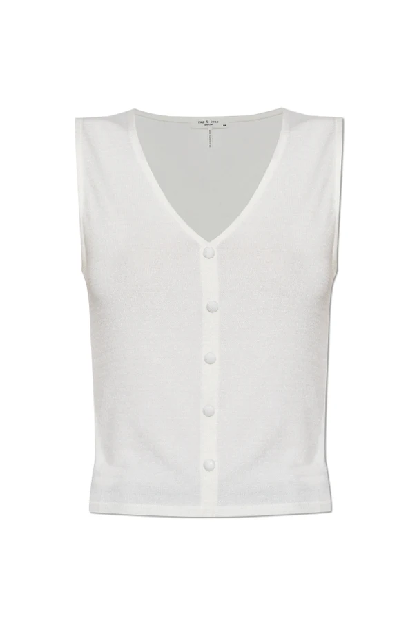 BIAŁY  Top z dekoracyjnymi guzikami