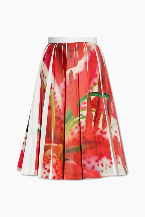 ROT Faltenrock mit buntem Aufdruck