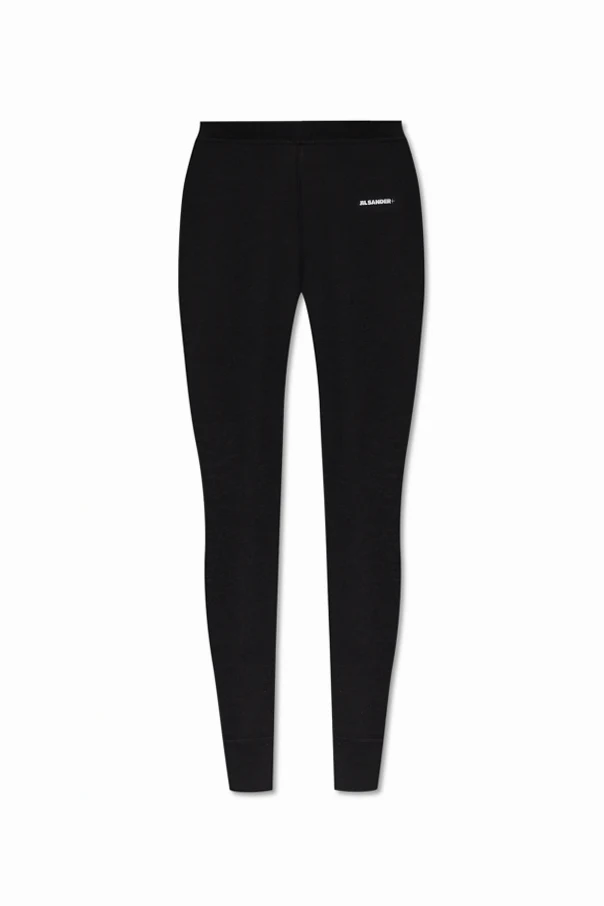 CZARNY Legginsy z wełnianym wykończeniem