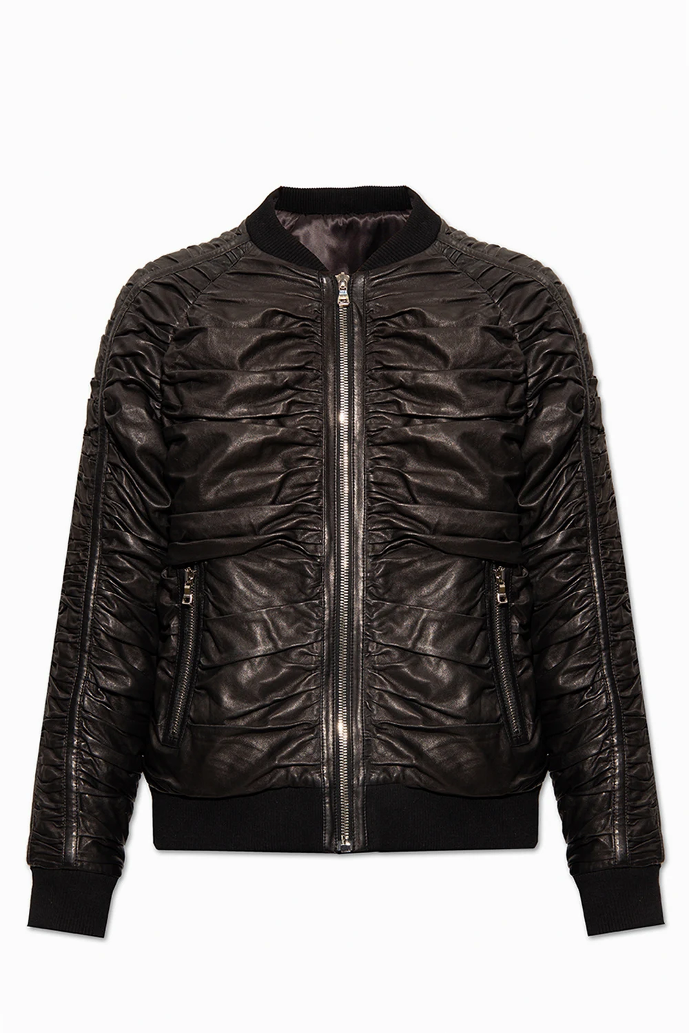 BLACK Leather bomber jacket
