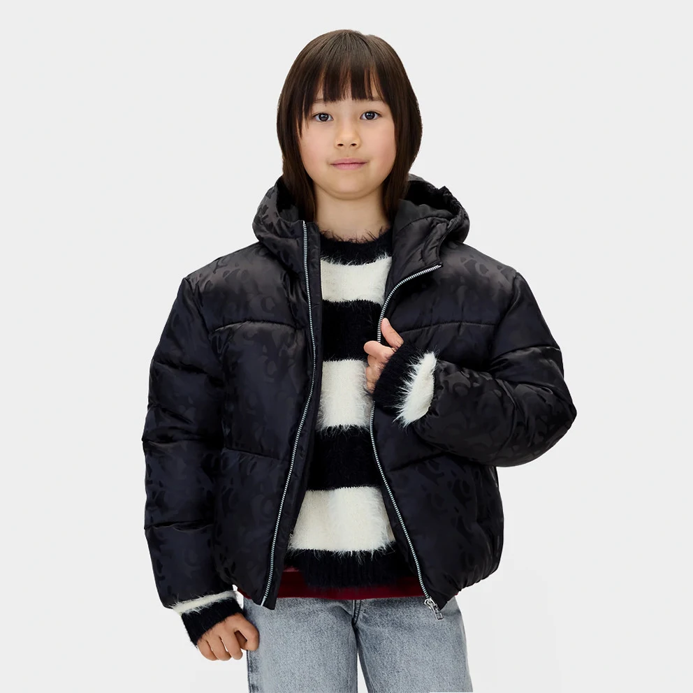 Logo All Over Print Kids' Puffer Jacket