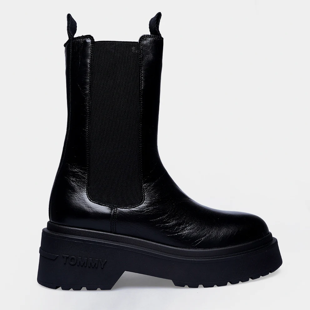 Chunky Shiny Leather Chelsea Women's Boots