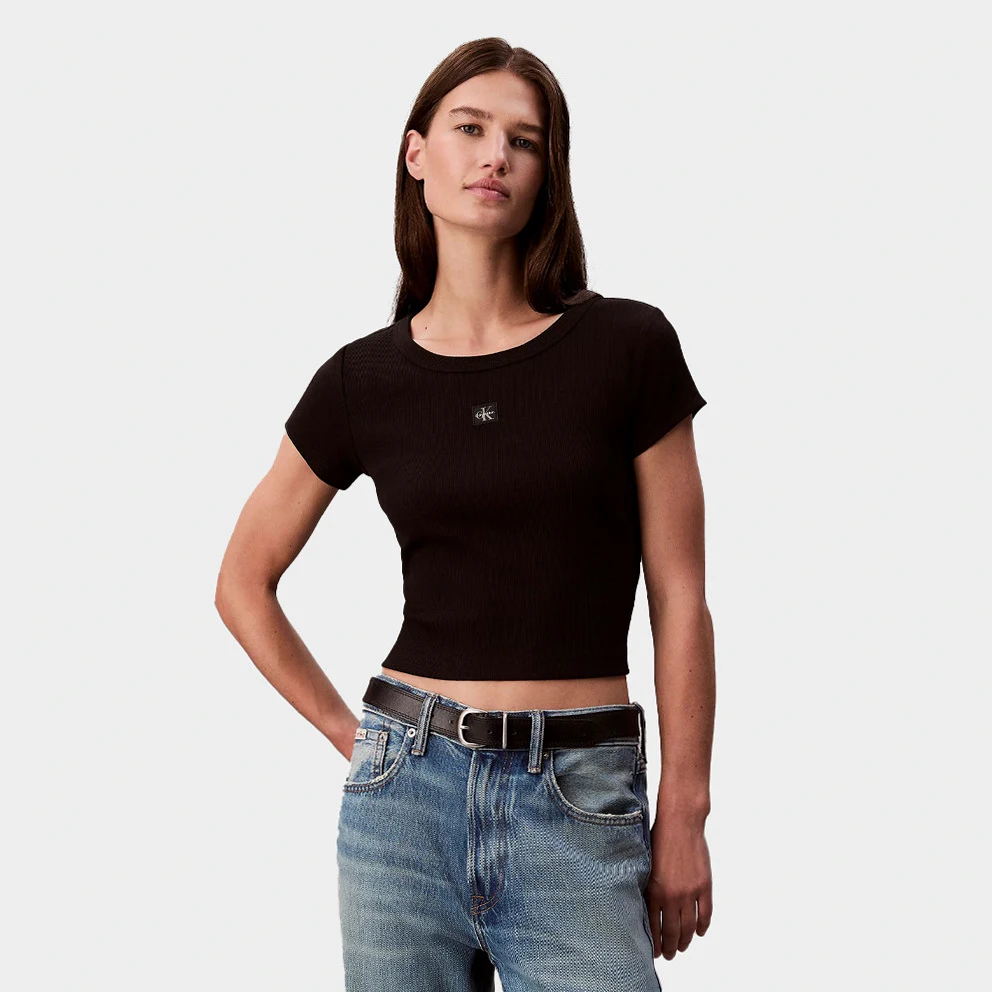A- Woven Label Women's Cropped T-Shirt
