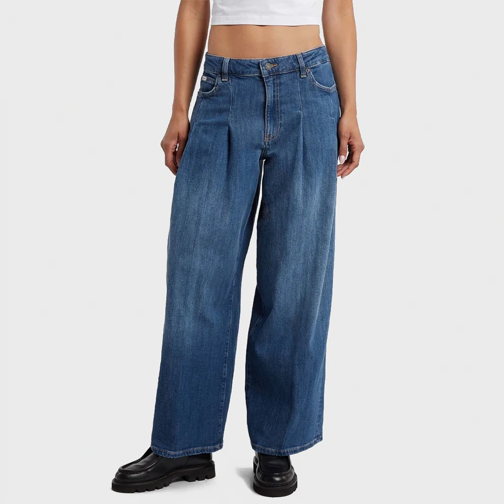 Pleated Extra Wide Leg Women's Jeans