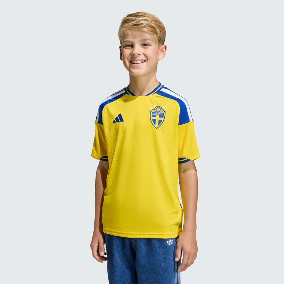 National team of Sweeden 26 Home Kids' Football Jersey