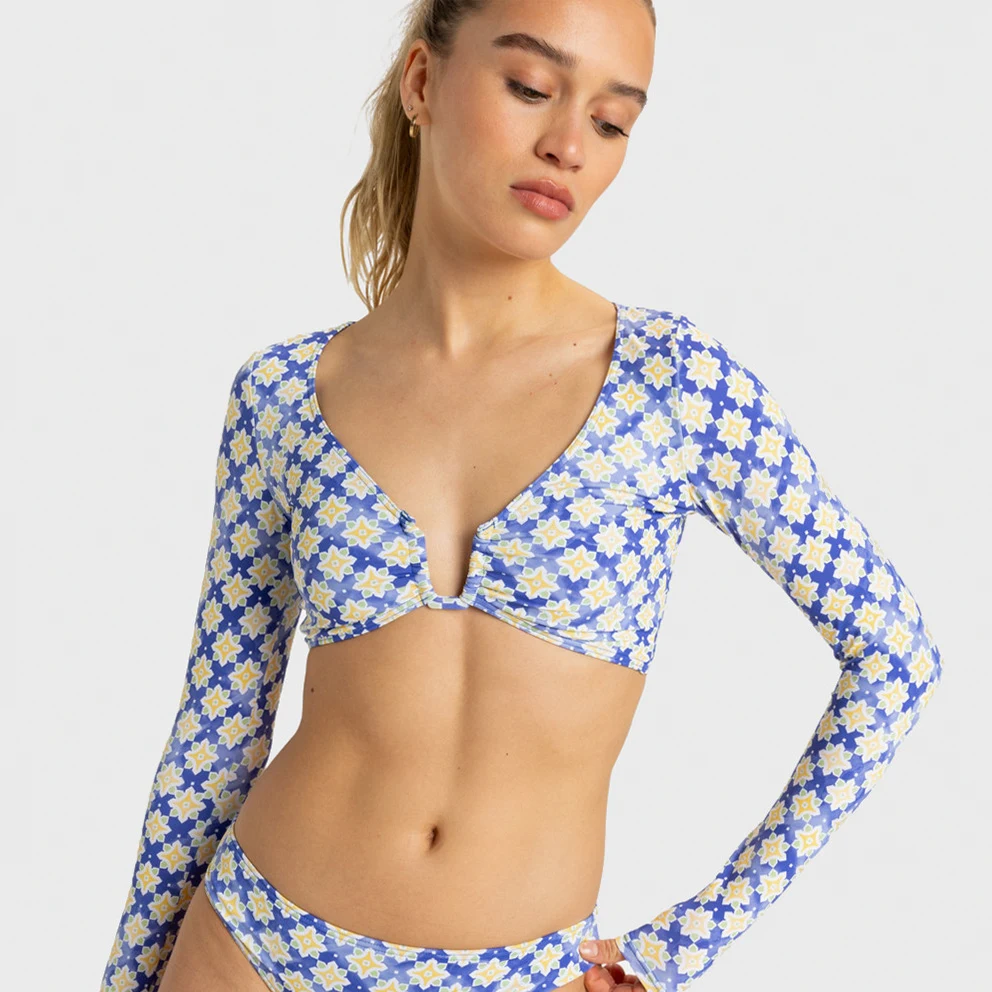 Artsy Tile Crop Top Lycra Women's Swimwear