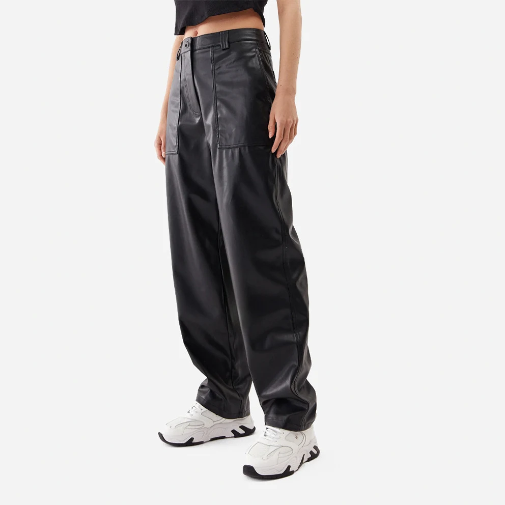 Faux Leather High Rise Straight Women's Pants