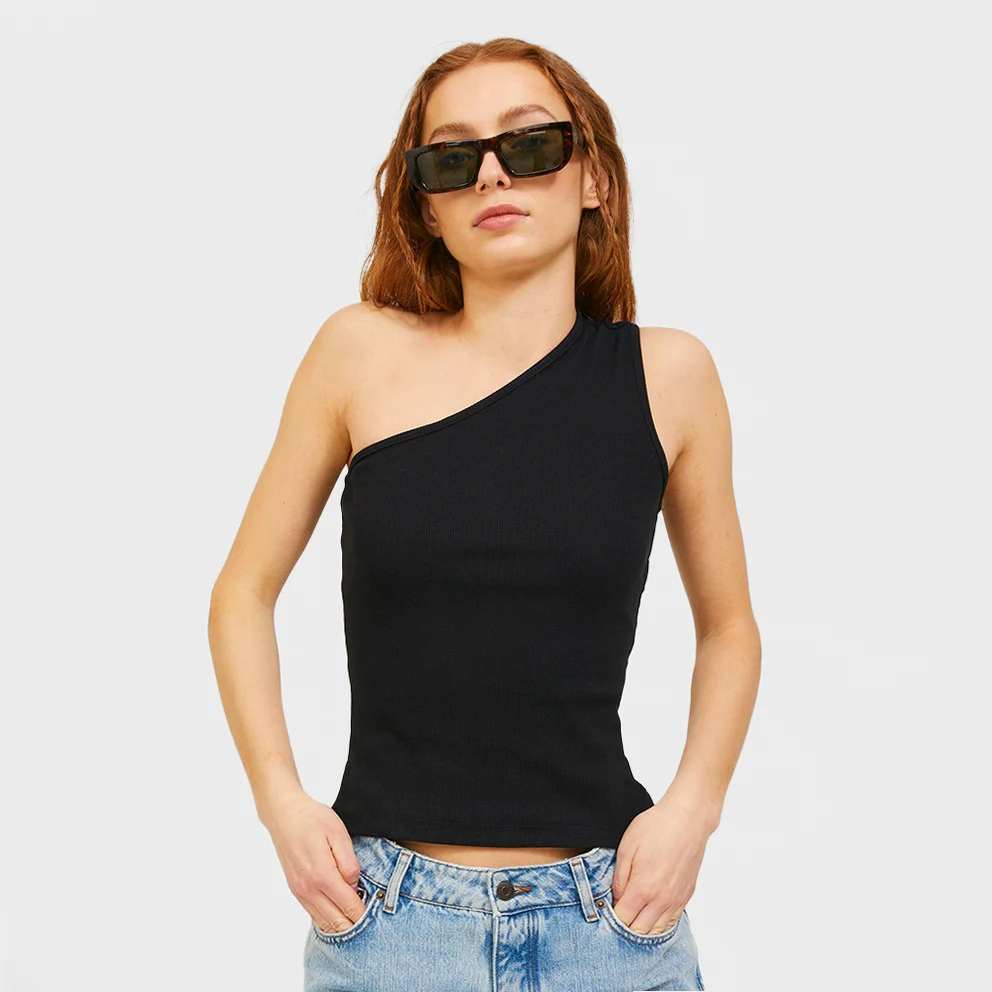 One Shoulder Rib Women's Sleeveless T-shirt