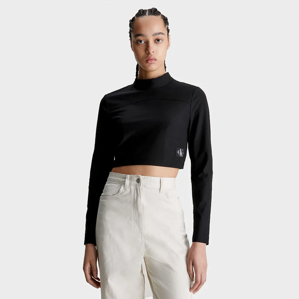 Technical Knit Mock Women's Cropped Long Sleeve Blouse