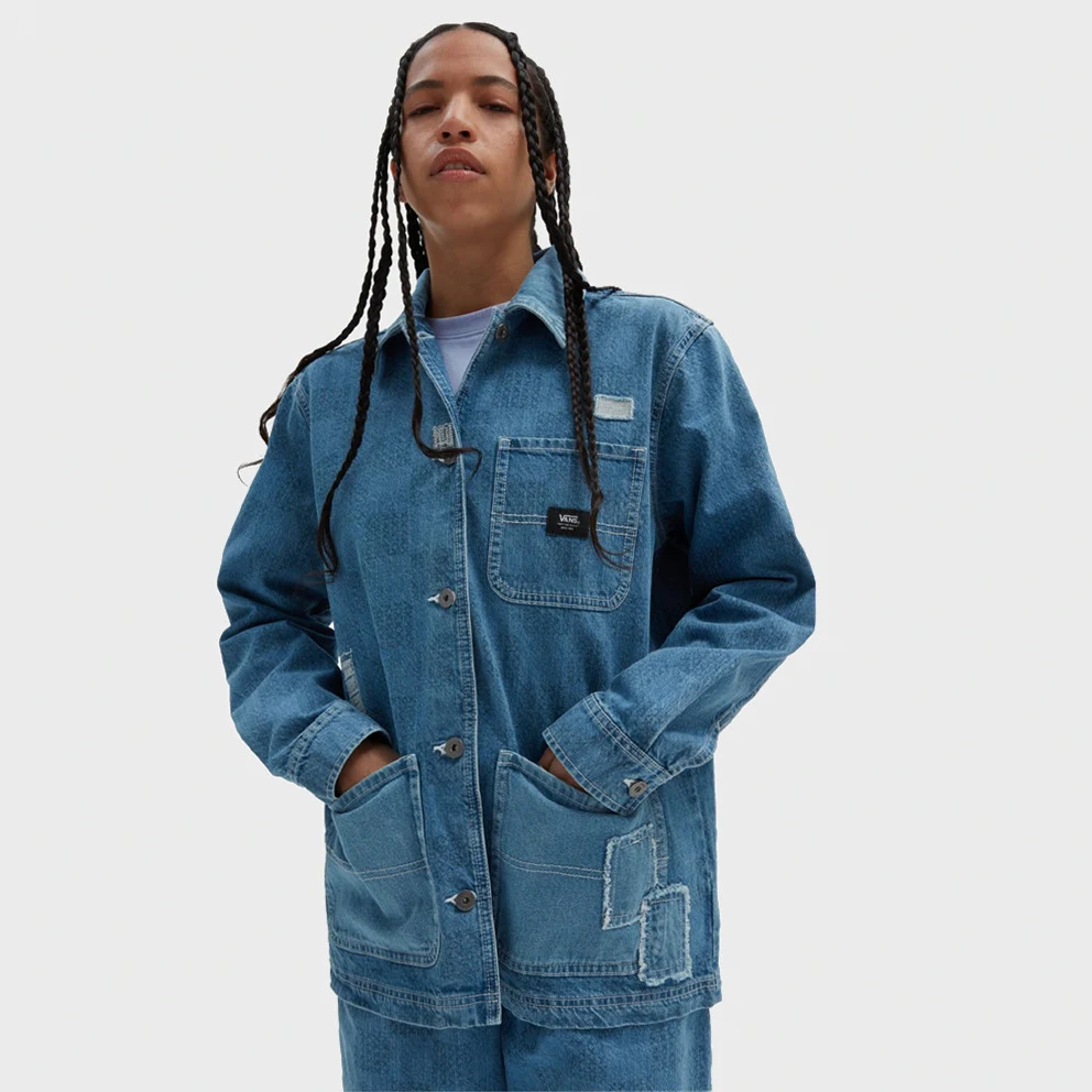 Mended Check Printed Women's Denim Jacket