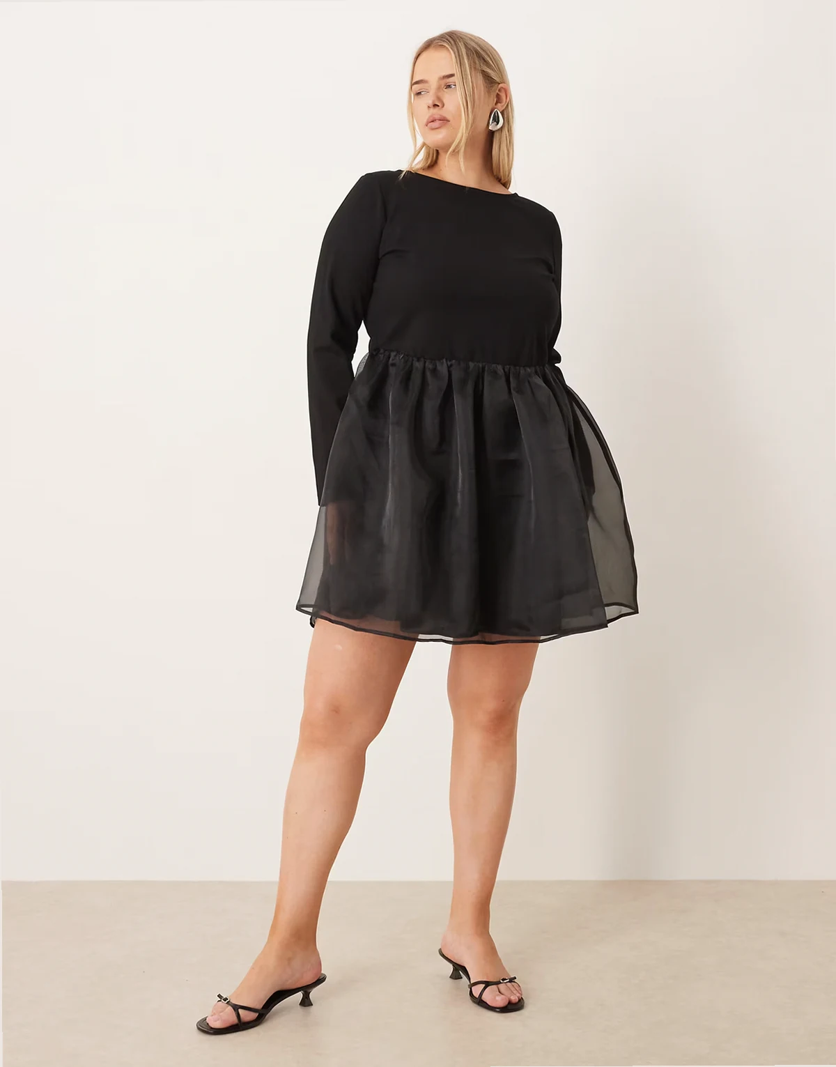 Penny scoop neck mini dress in black