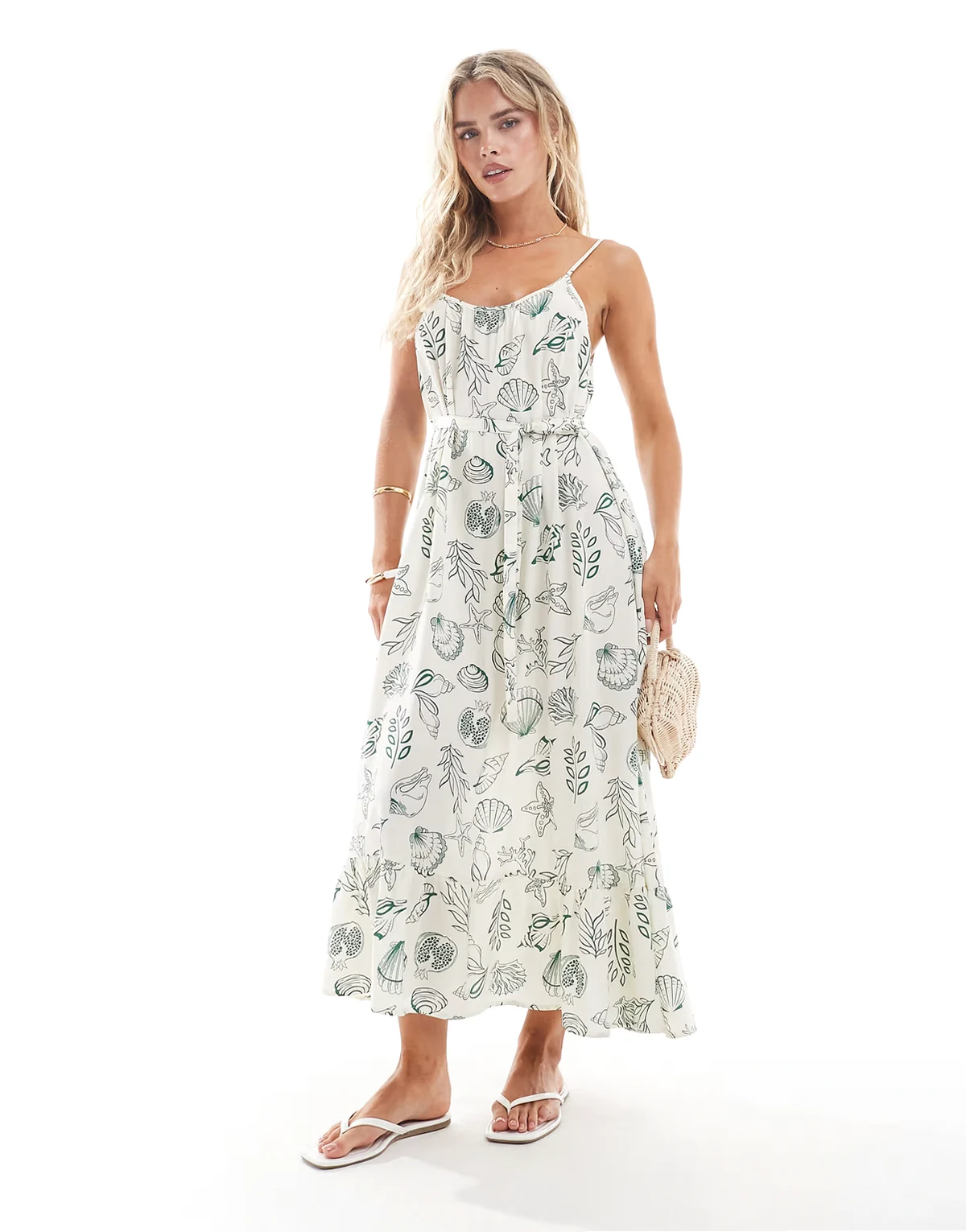 – Easy – Knöchellanges Trägerkleid mit auffälligem Unterwasserwelt-Muster