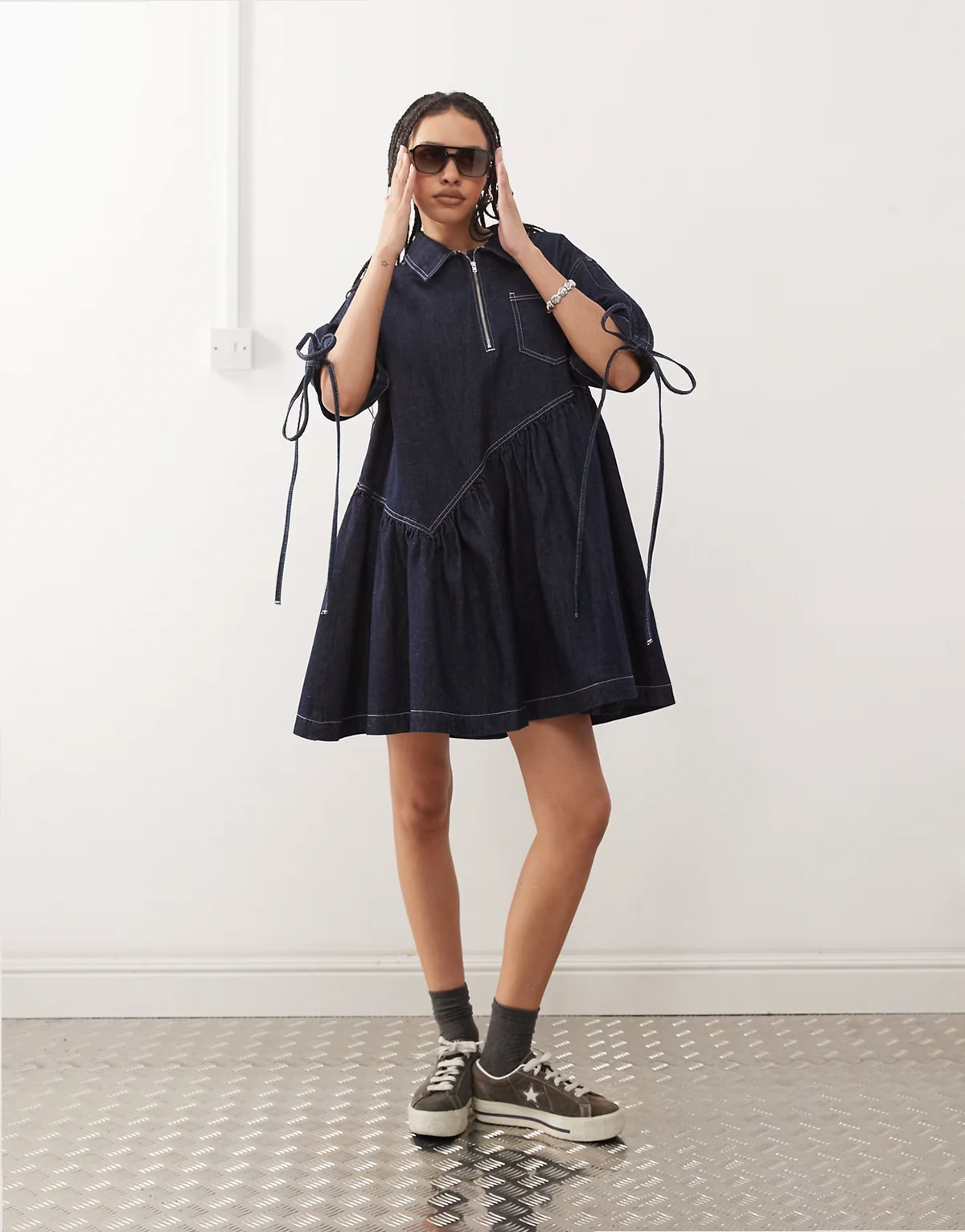 – Jeans-Hängerkleid in Rinse-Waschung
