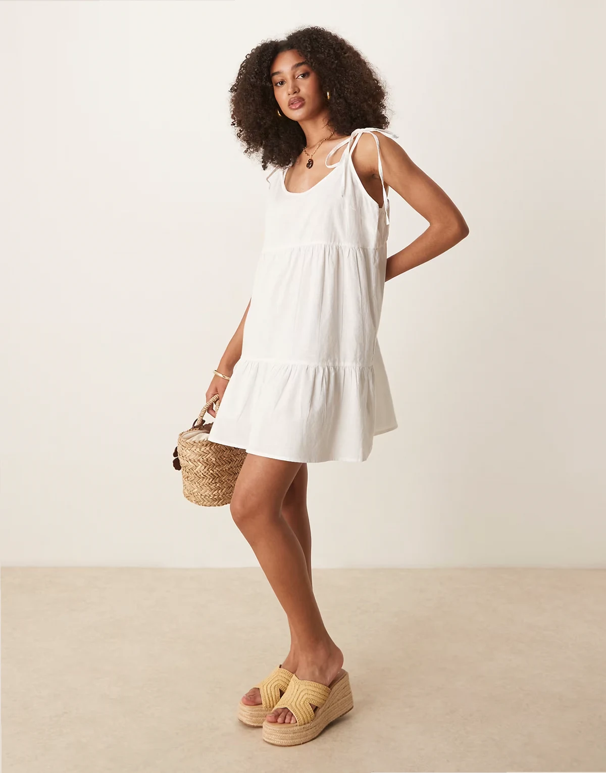 beach mini dress in white