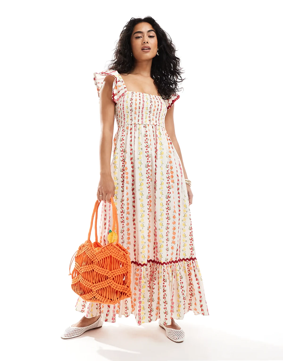 – Popeline-Maxikleid mit Fruchtprint