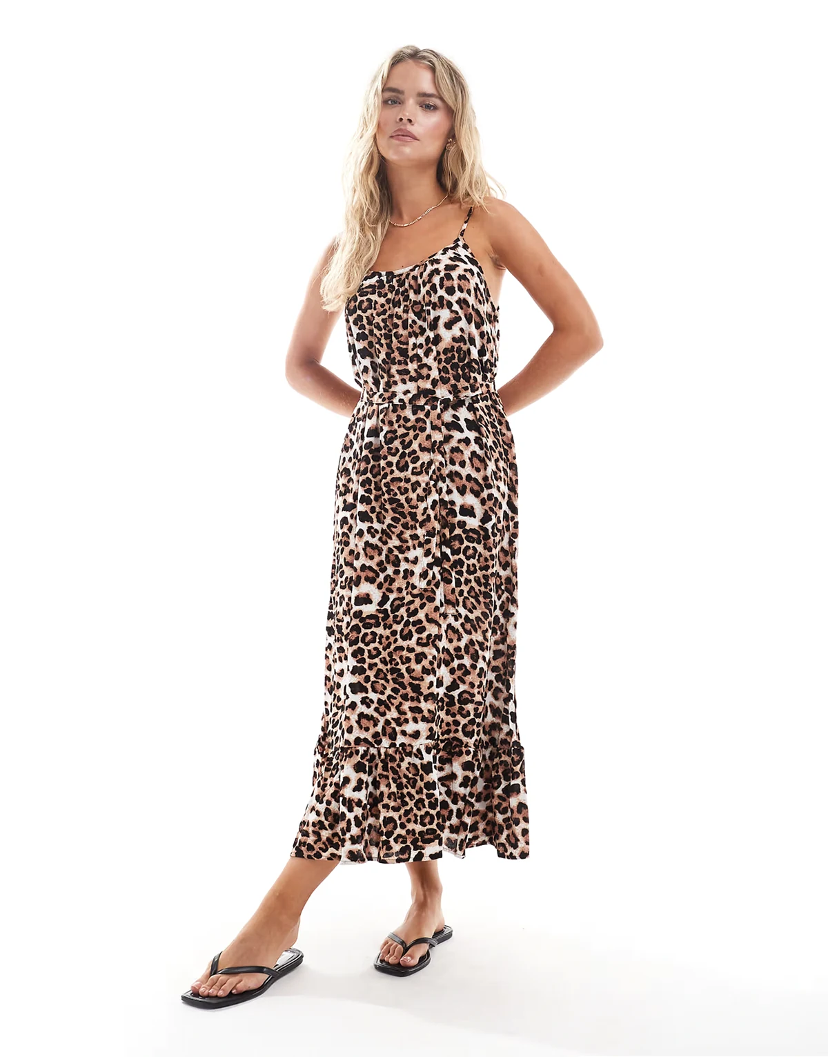 – Knöchellanges Trägerkleid mit Leopardenmuster