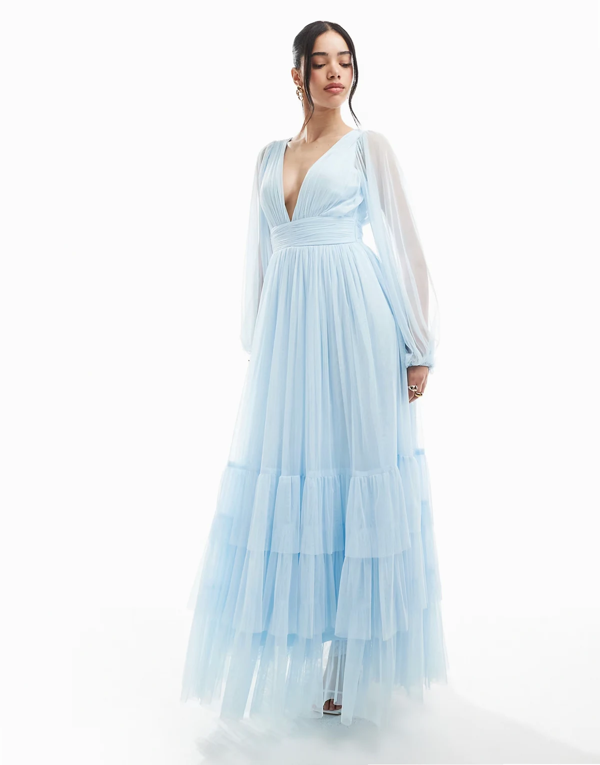 Bridesmaid Madison long sleeve maxi dress in powder blue