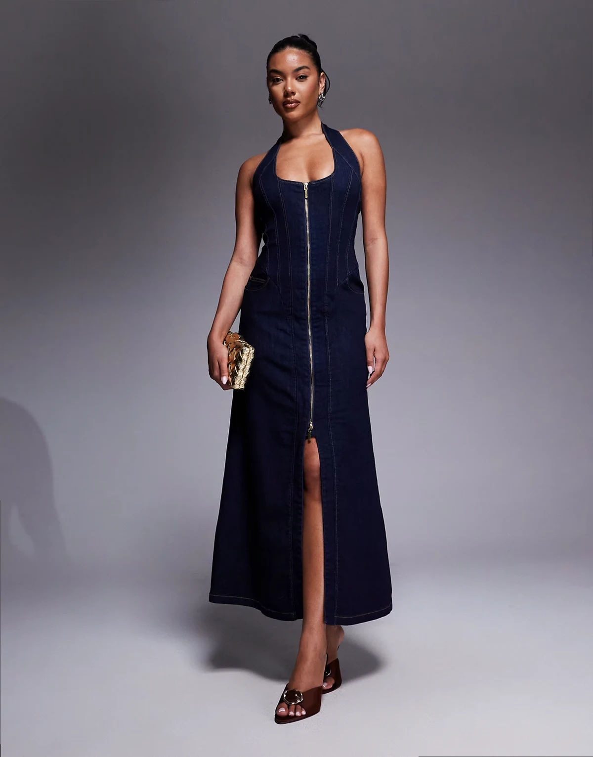 Martel midi dress in dark denim