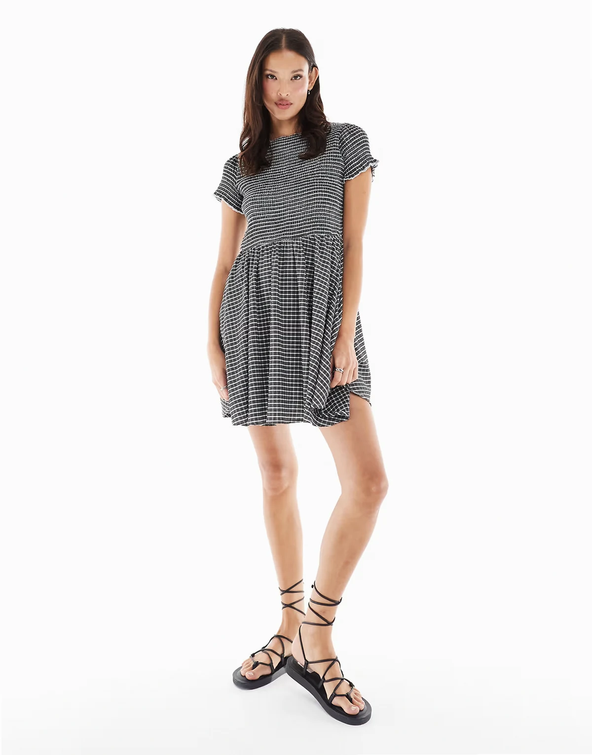 mini smock dress in black plaid