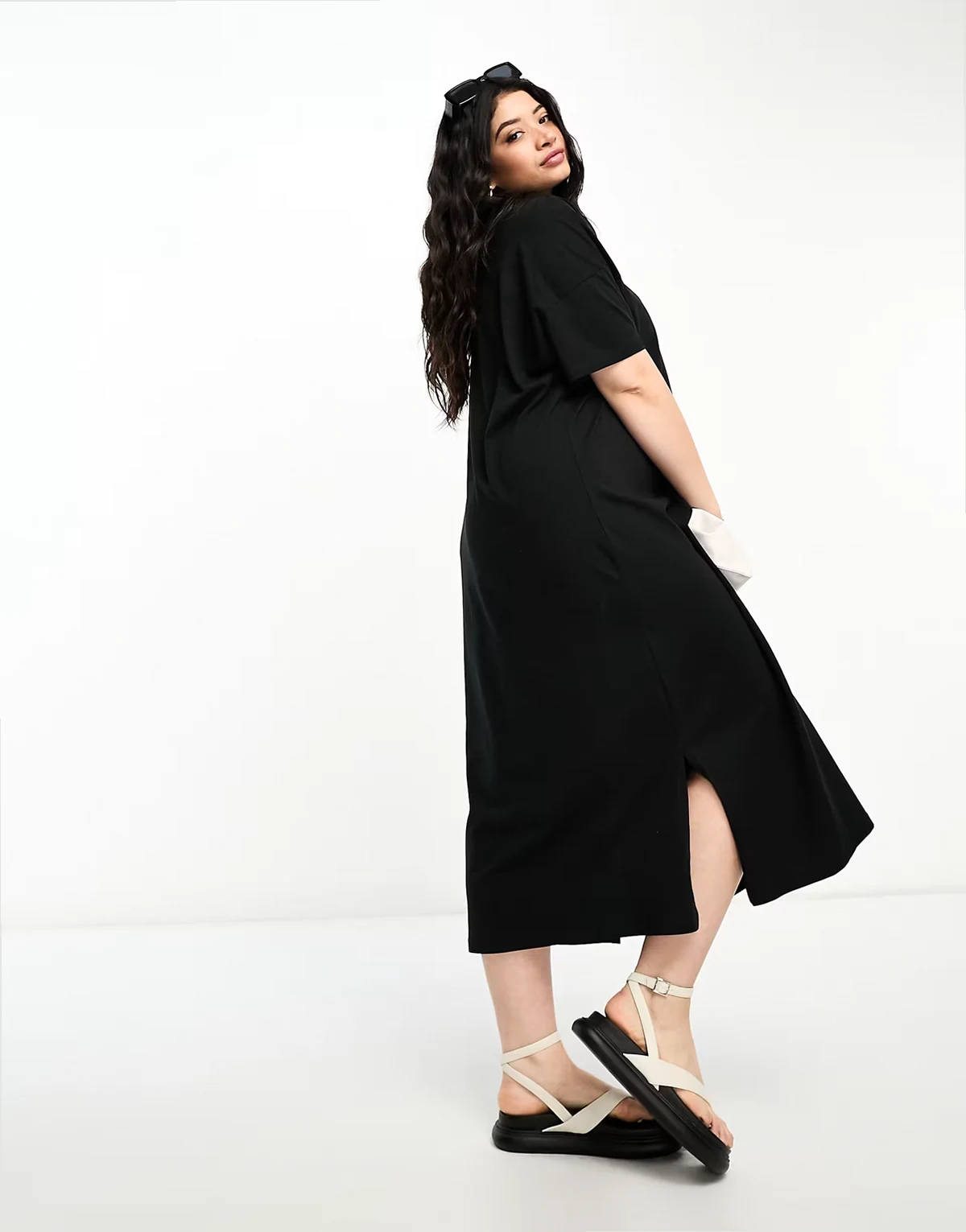 oversized t-shirt maxi dress in black