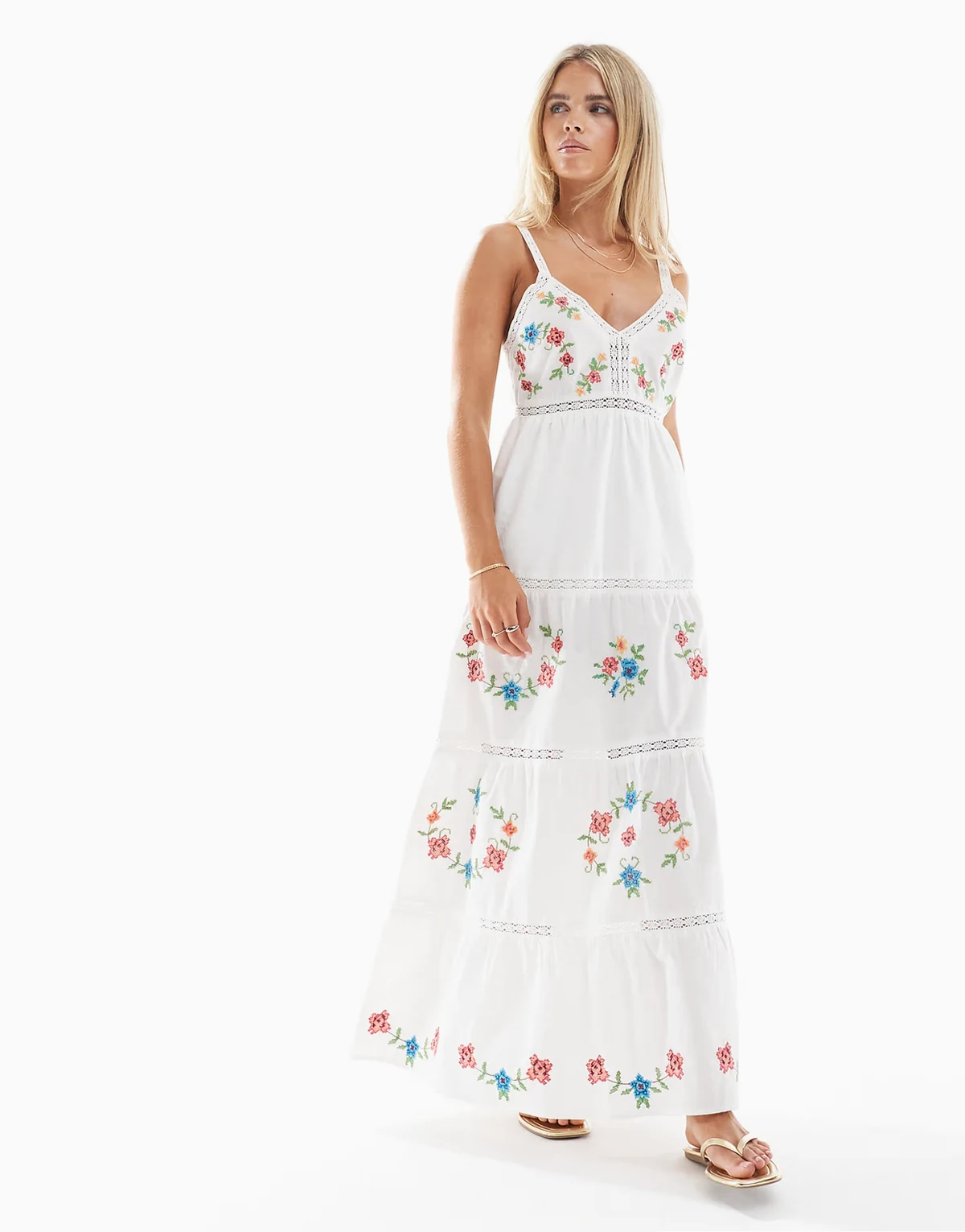 – Heritage – Sukienka maxi w haftowany wzór