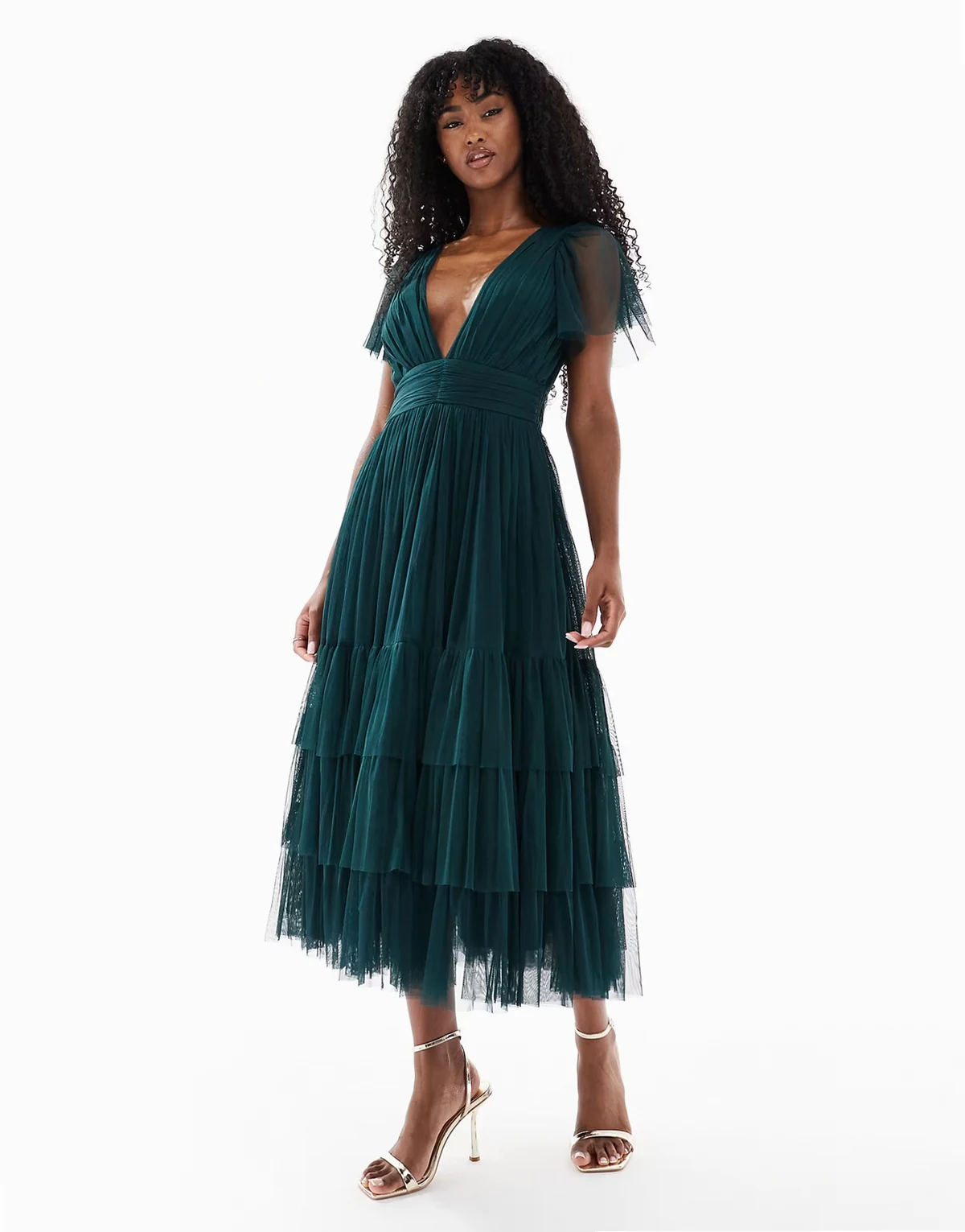 Bridesmaid Madison midi dress in forest green