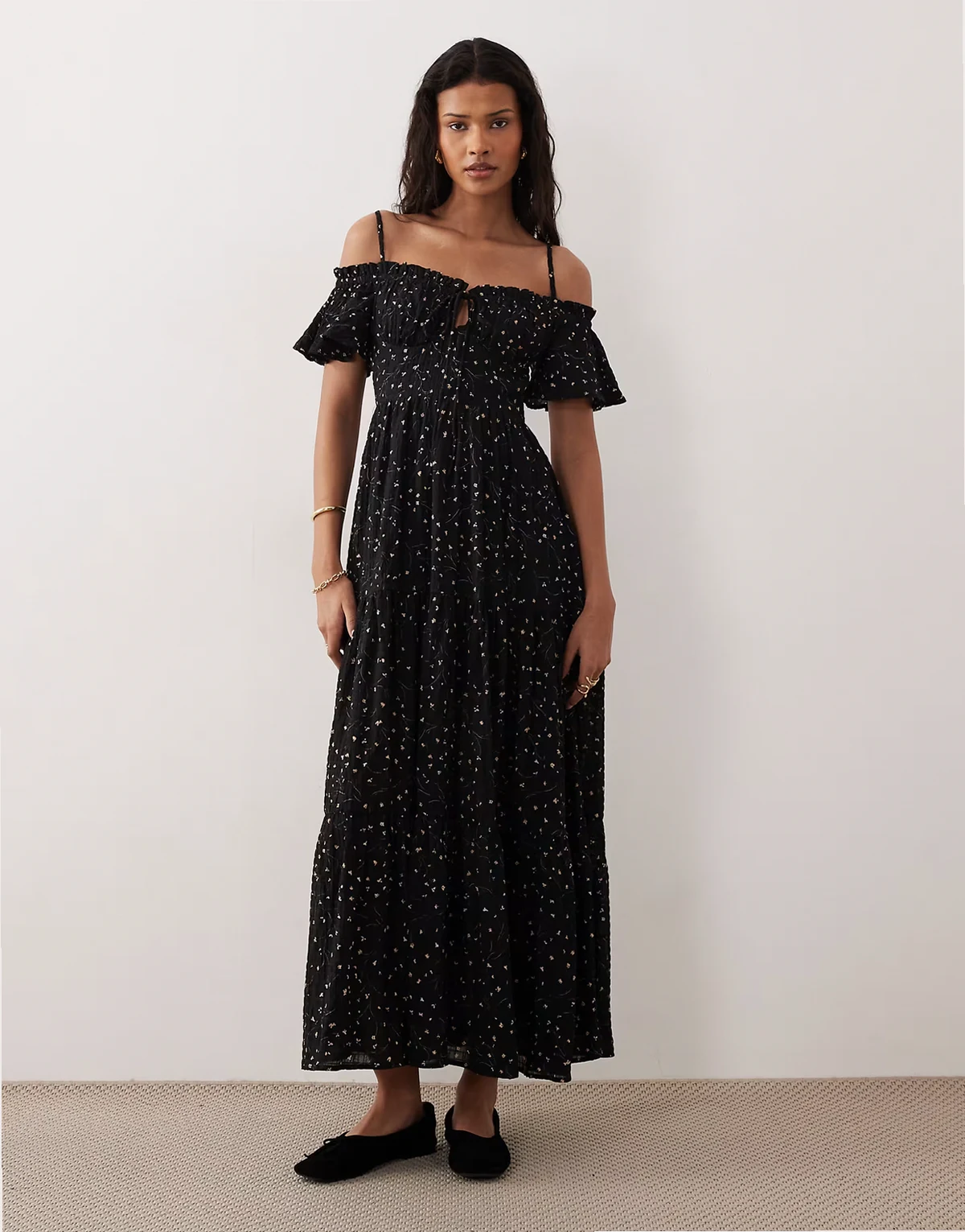 Indi picnic maxi dress in floral black
