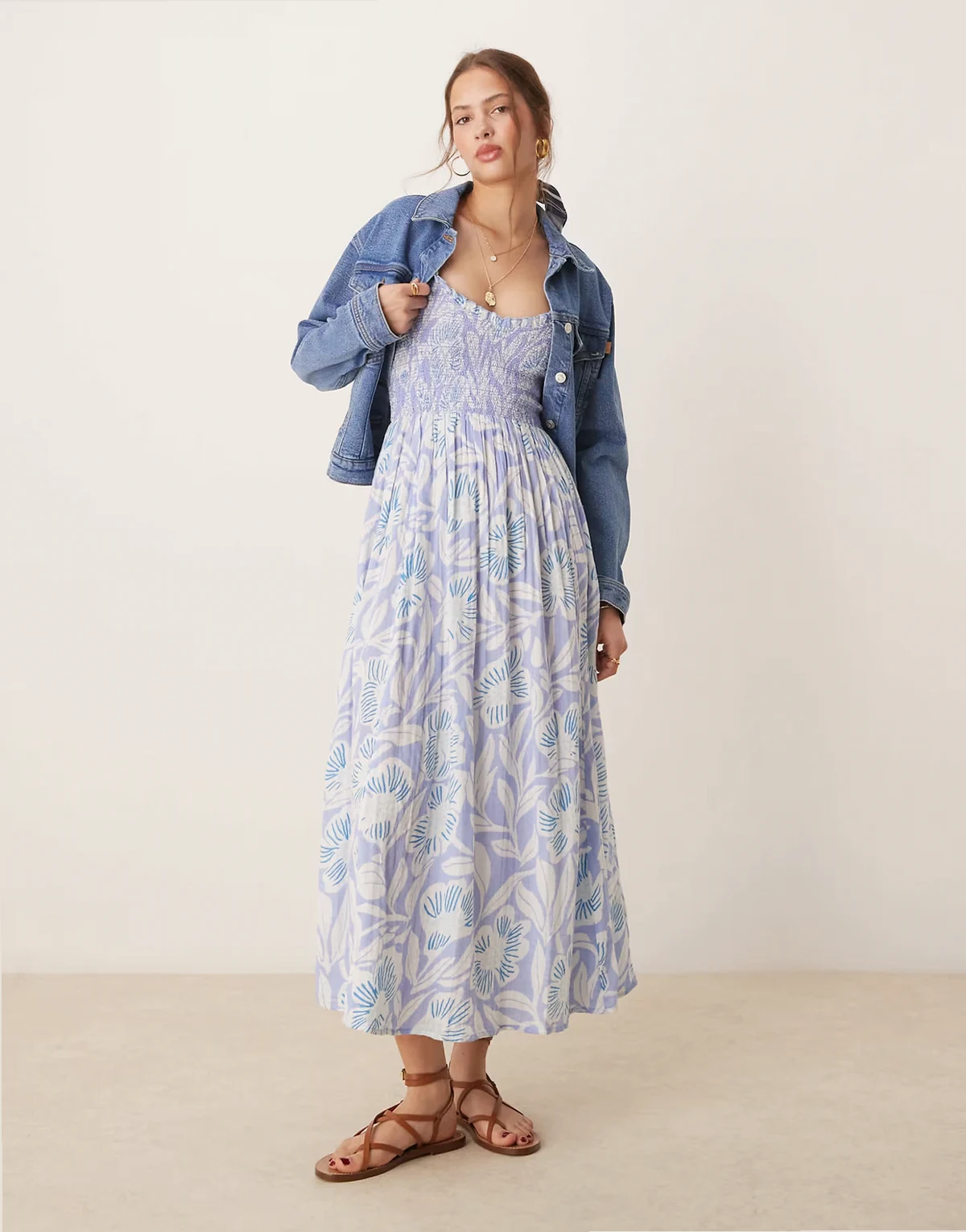 sweet nothings printed midi dress in blue