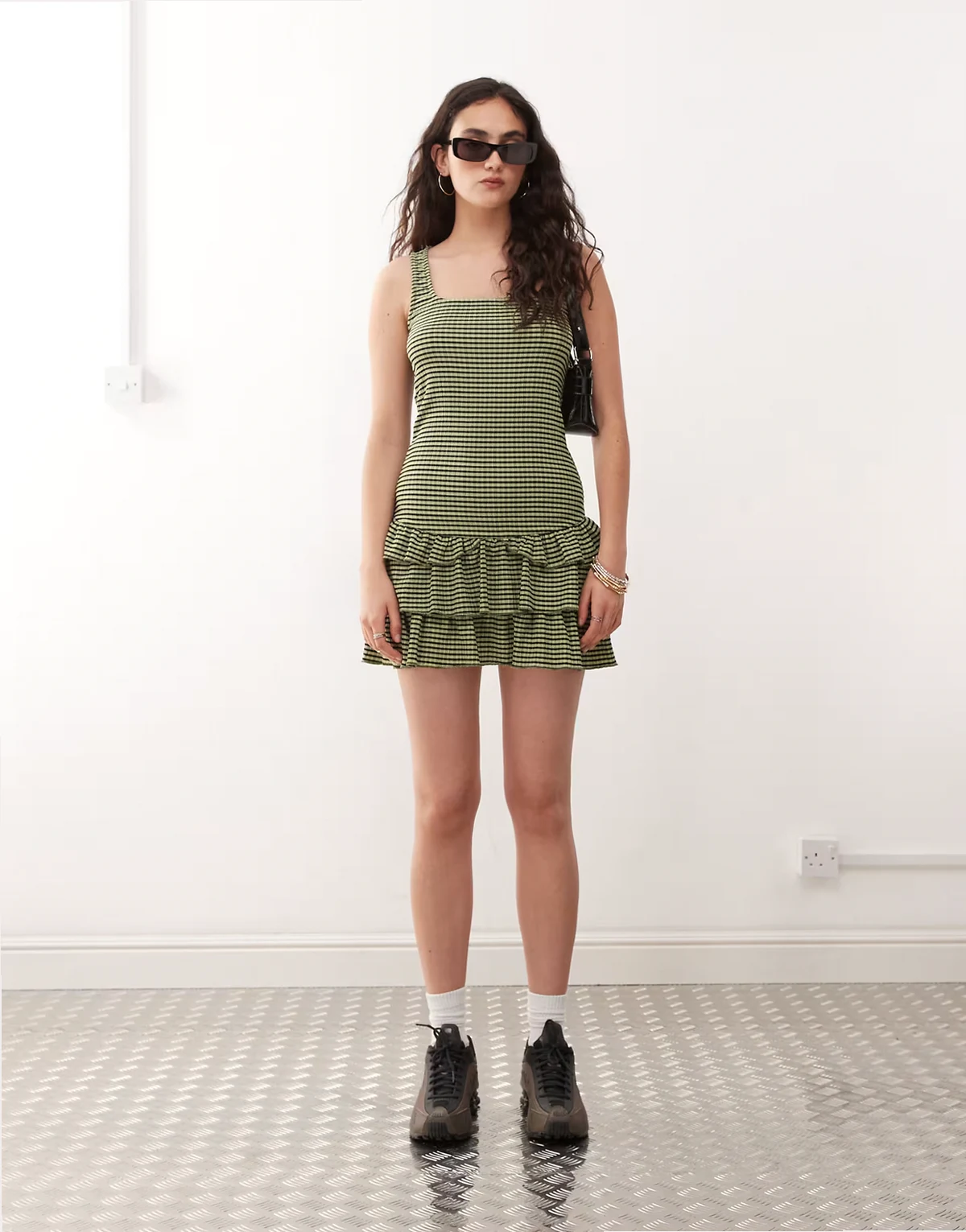 – Minikleid mit Vichy-Karos in Grün