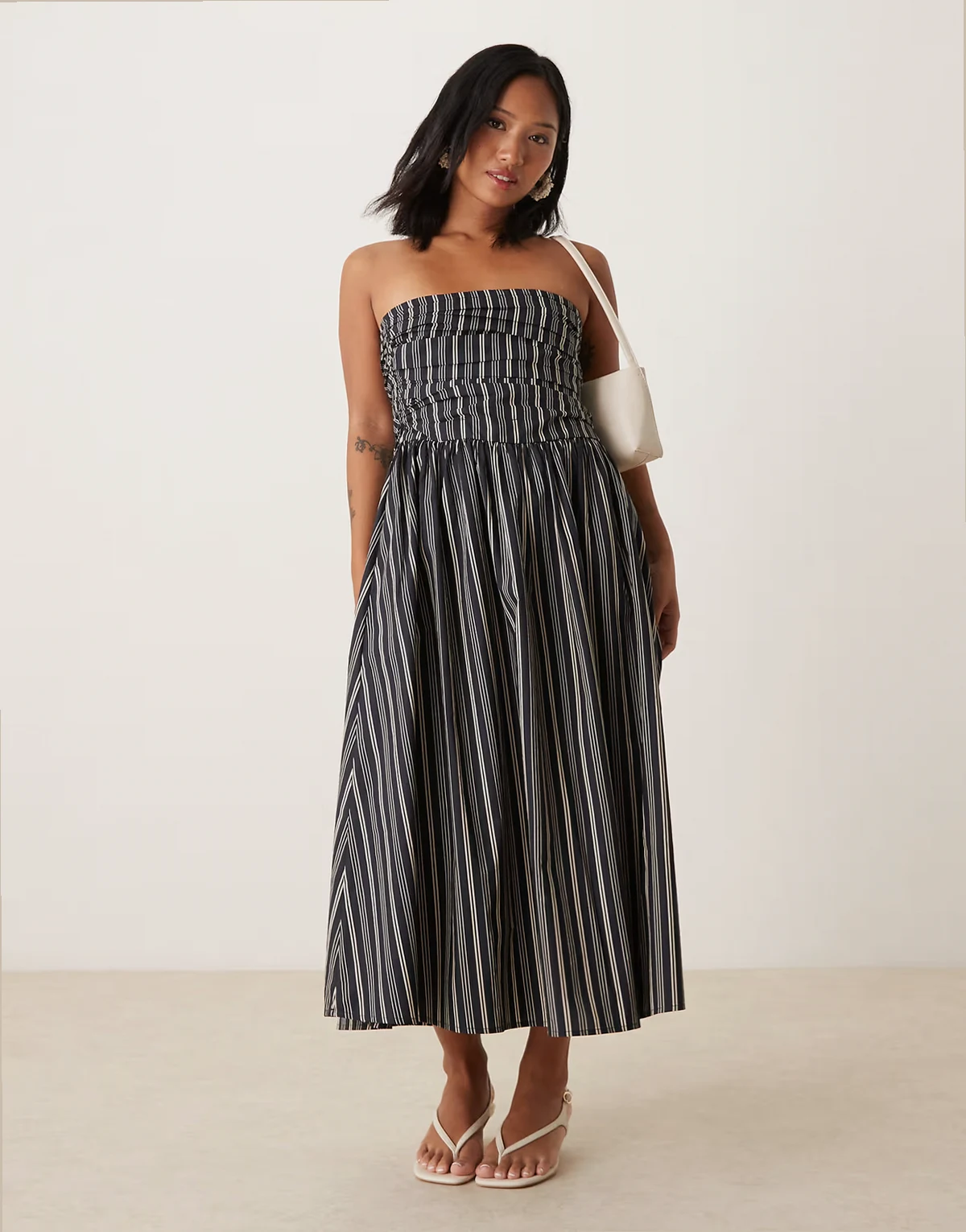 Nobody's Child Petite Felicity midi dress in blue stripes