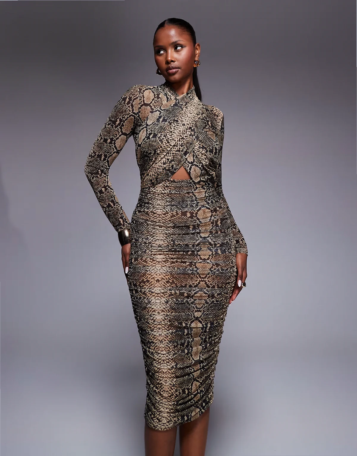 – Aliyah – Midikleid mit Schlangenhaut-Print