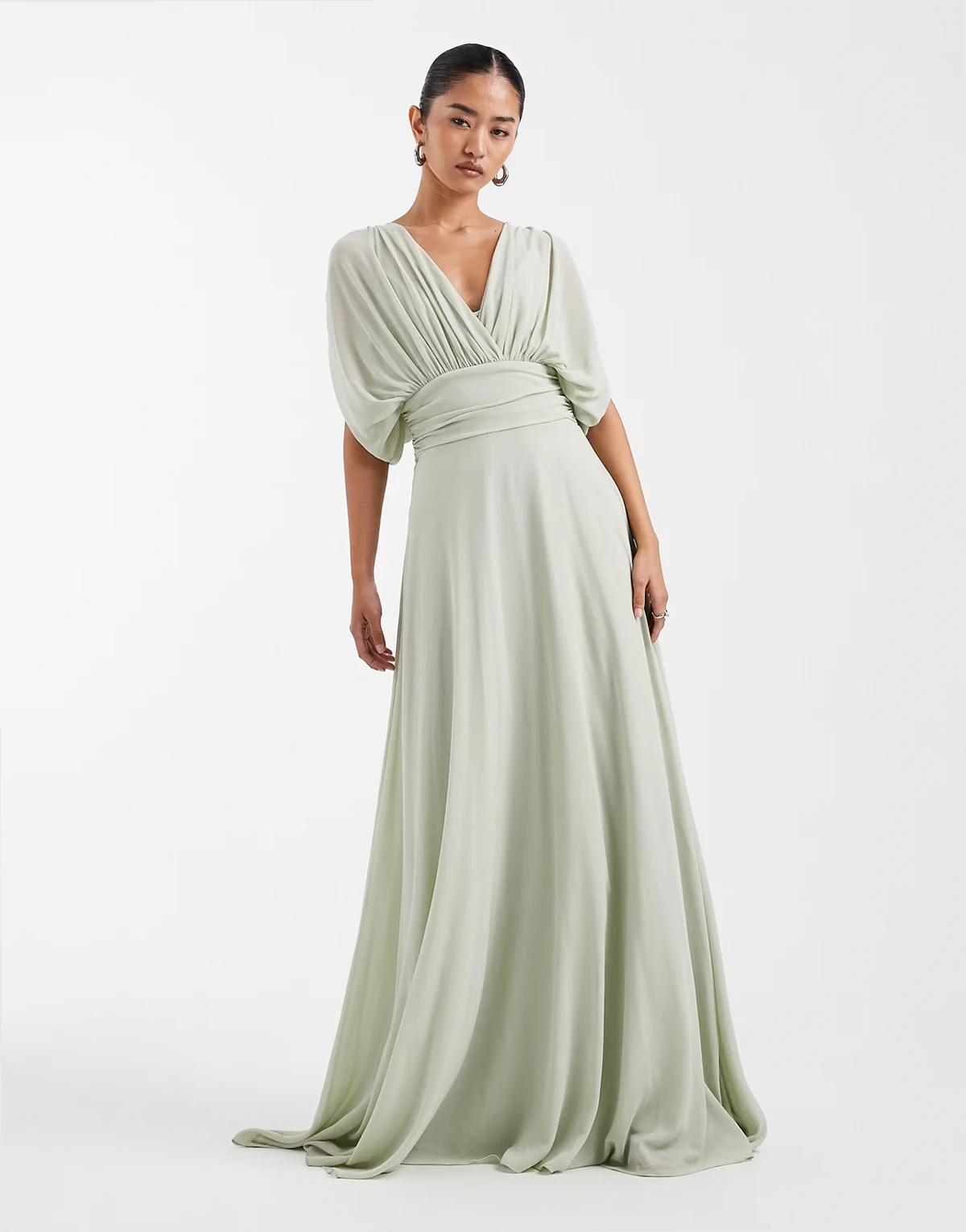 Bridesmaid – Zielona, plisowana, szyfonowa sukienka maxi