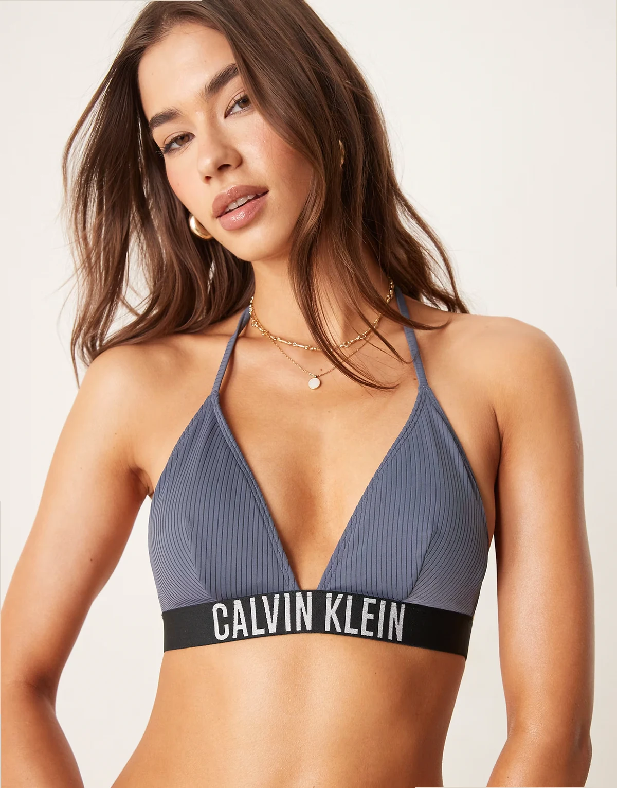 Intense Power triangle bikini top in blue