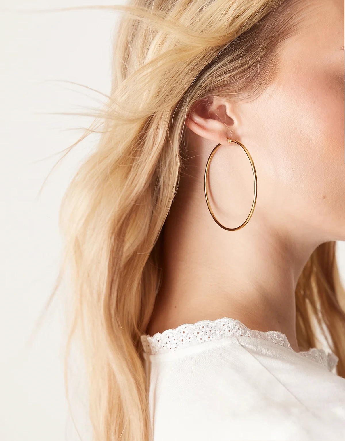 stainless steel 18ct gold plated 60mm hoop earrings