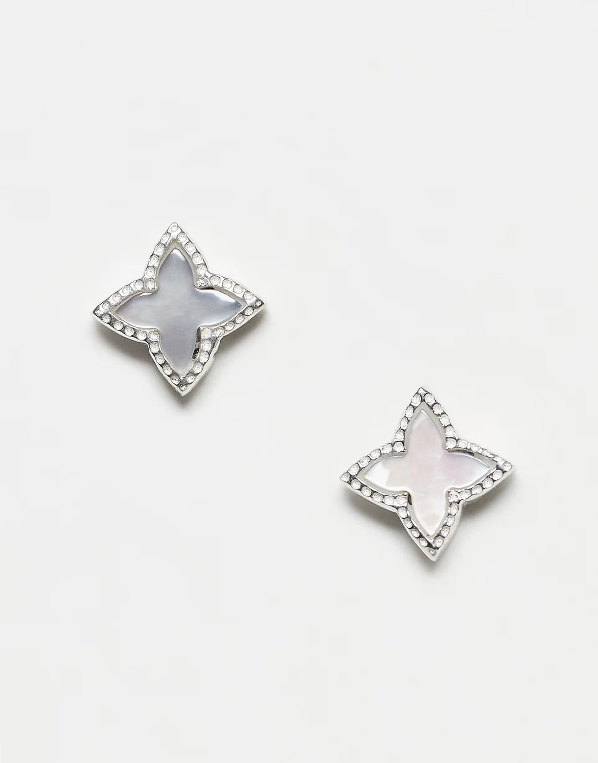 faux pearl star stud earrings in sterling silver