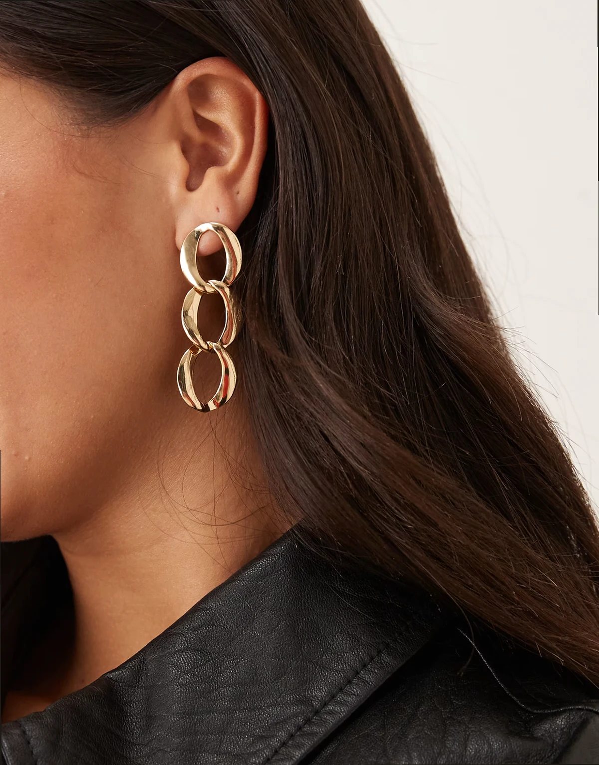 open stud drop earrings in gold tone