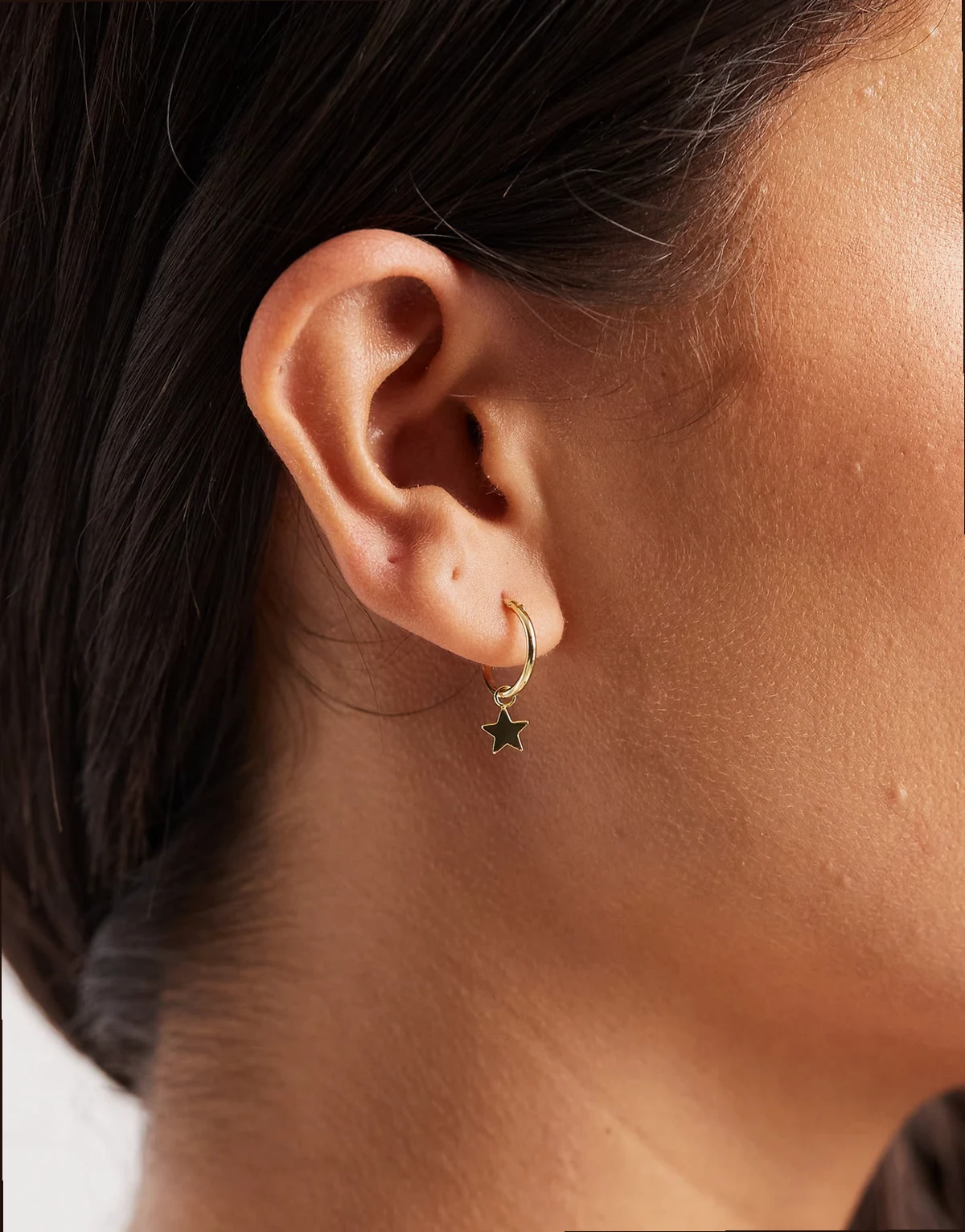 star drop hoop earrings in gold plated