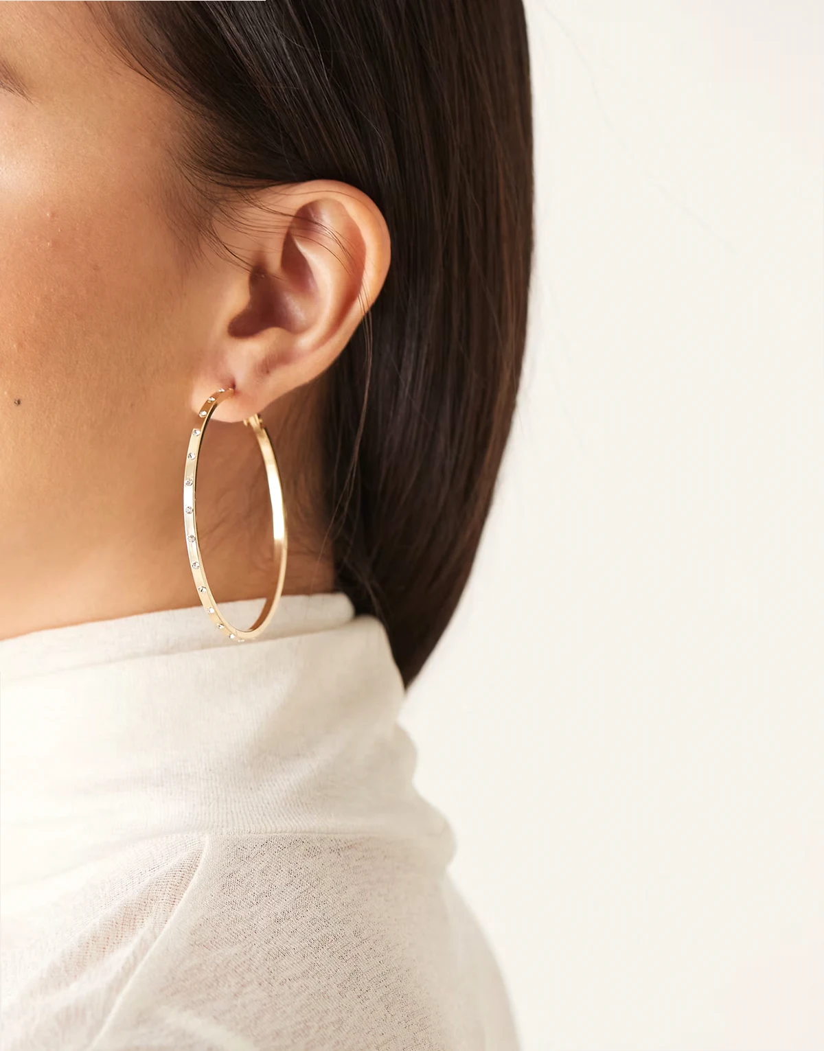 large embellished hoop earrings in gold